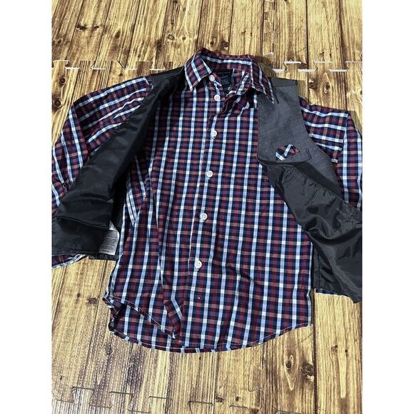 Nautica Boys Formal Top Plaid Long Sleeve And Vest - Picture 4 of 7